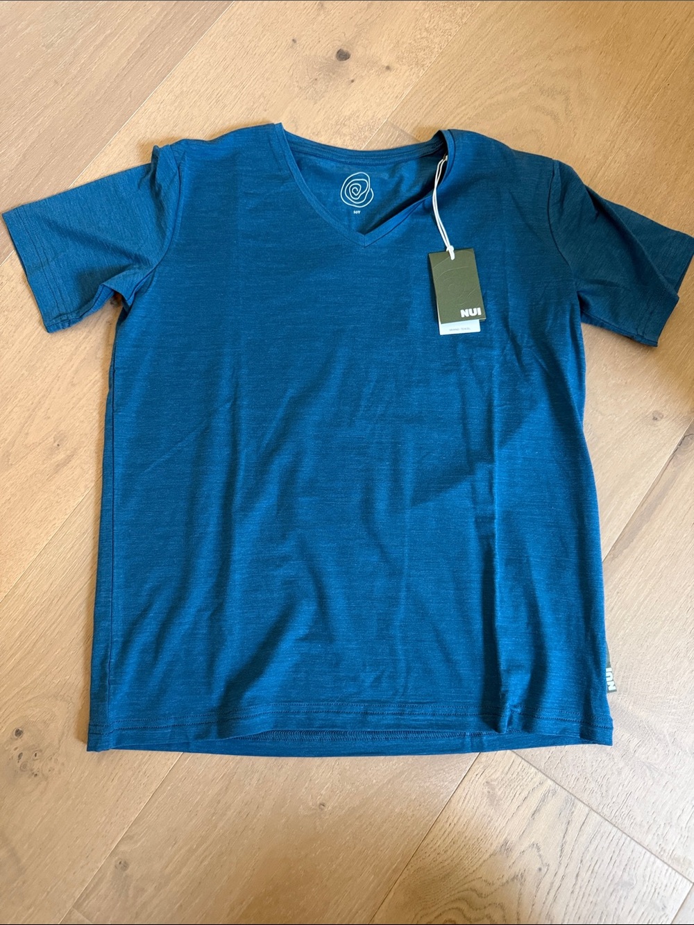 Nui Organic Plunge Tee Boys or Girls Deep Teal V-Neck Tee- Size 10 NWT